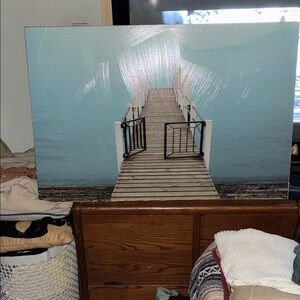 Serene Blue Dock Canvas Art